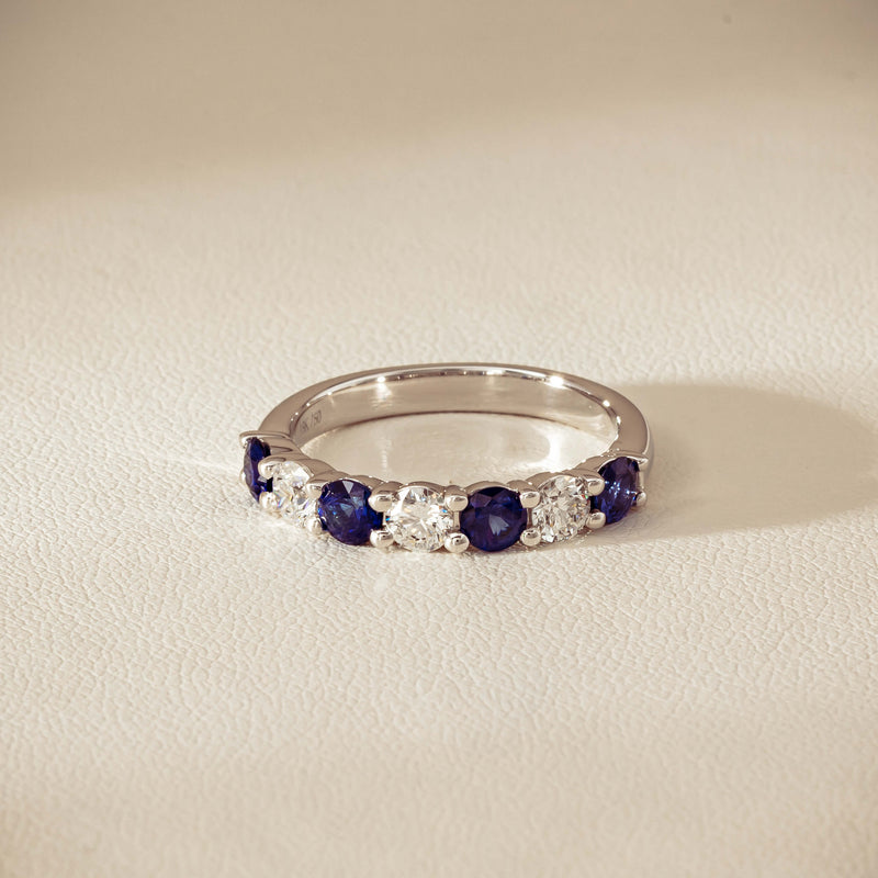 18ct White Gold .70ct Sapphire & Diamond Panorama Ring
