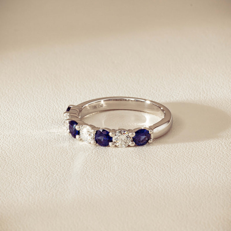18ct White Gold .70ct Sapphire & Diamond Panorama Ring