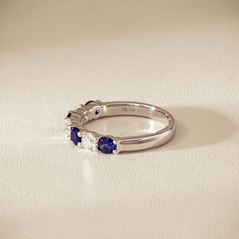 18ct White Gold .70ct Sapphire & Diamond Panorama Ring