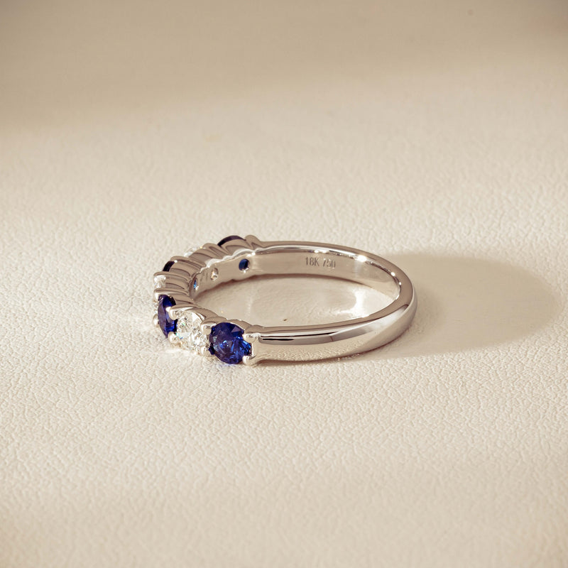 18ct White Gold .70ct Sapphire & Diamond Panorama Ring