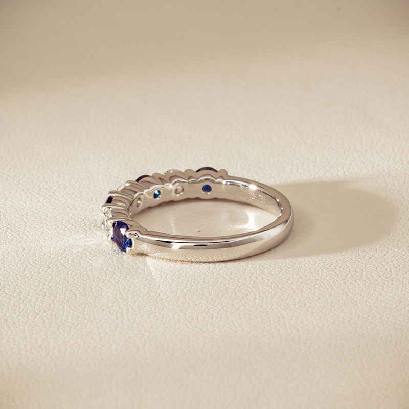 18ct White Gold .70ct Sapphire & Diamond Panorama Ring
