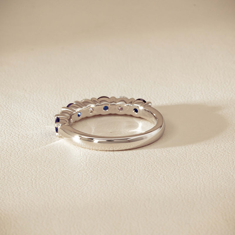 18ct White Gold .70ct Sapphire & Diamond Panorama Ring
