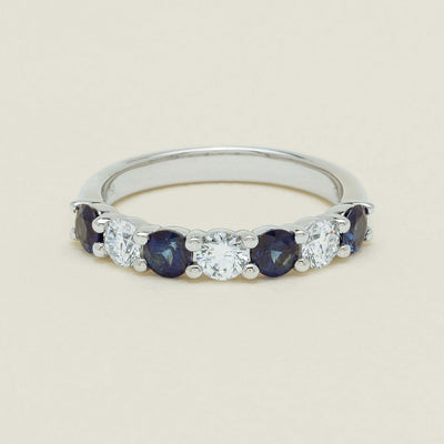 18ct White Gold .70ct Sapphire & Diamond Panorama Ring