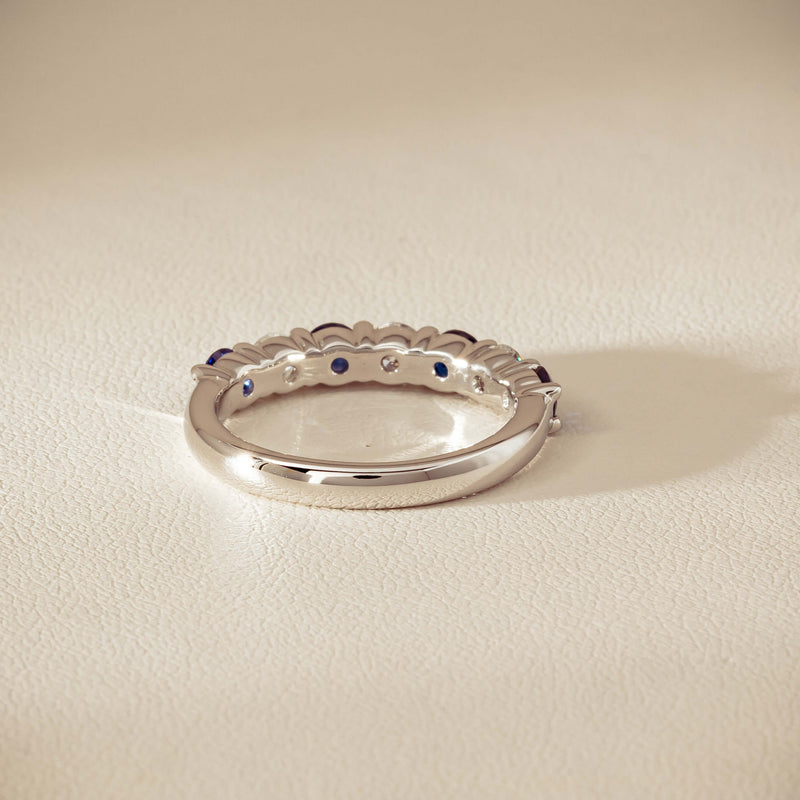 18ct White Gold .70ct Sapphire & Diamond Panorama Ring