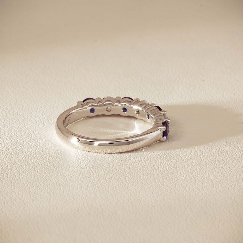 18ct White Gold .70ct Sapphire & Diamond Panorama Ring