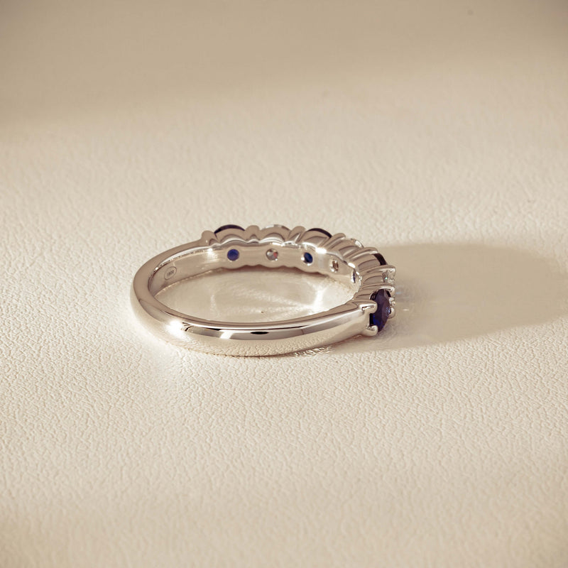 18ct White Gold .70ct Sapphire & Diamond Panorama Ring