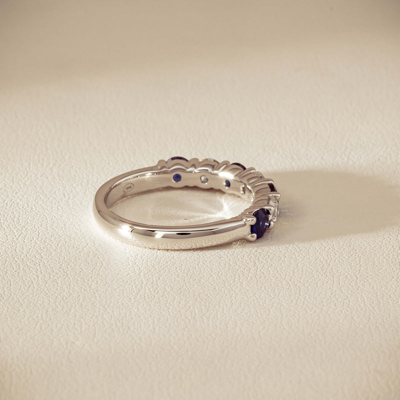 18ct White Gold .70ct Sapphire & Diamond Panorama Ring