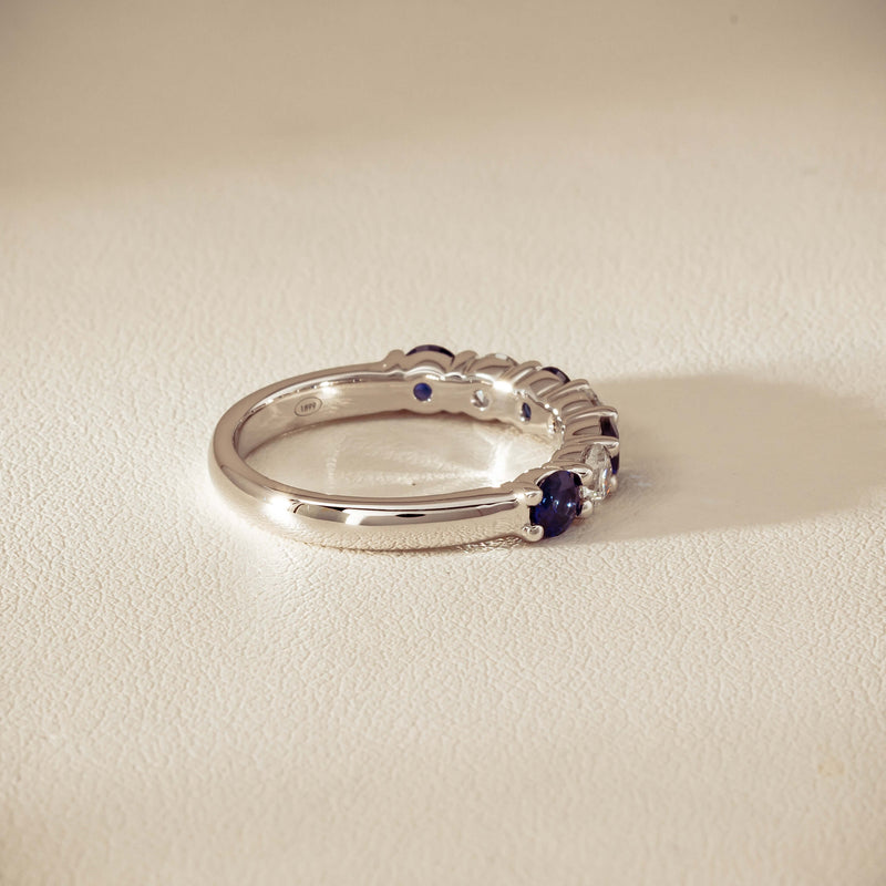 18ct White Gold .70ct Sapphire & Diamond Panorama Ring
