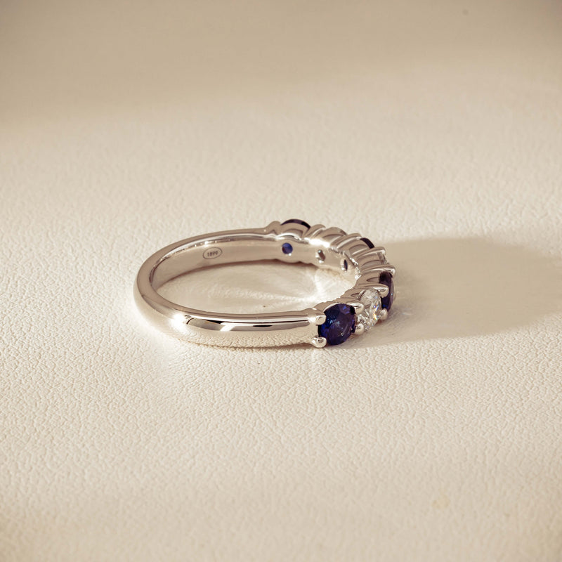 18ct White Gold .70ct Sapphire & Diamond Panorama Ring