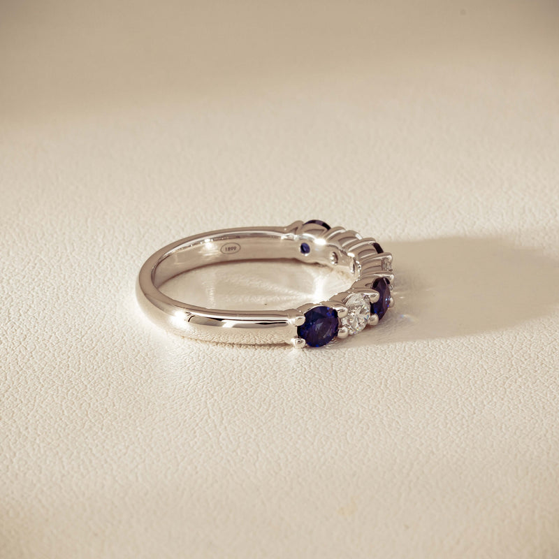 18ct White Gold .70ct Sapphire & Diamond Panorama Ring
