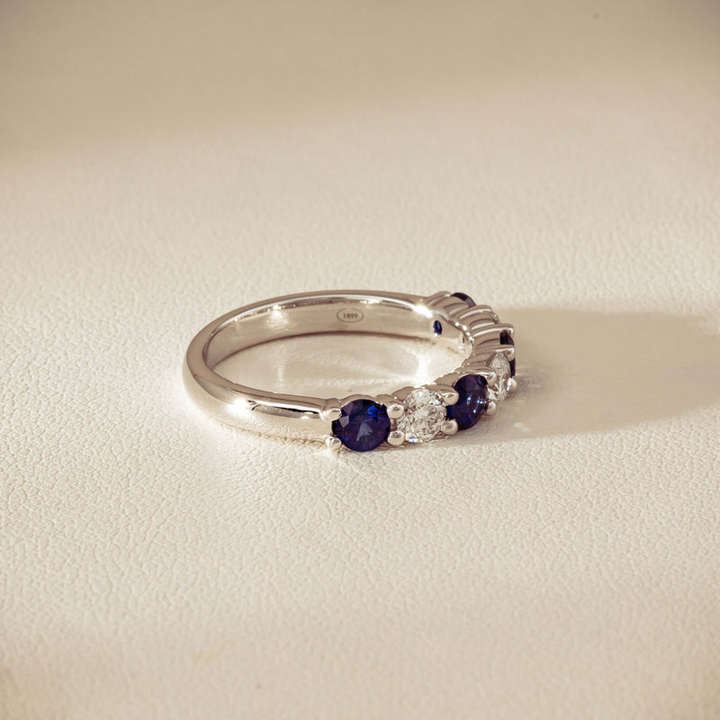 18ct White Gold .70ct Sapphire & Diamond Panorama Ring