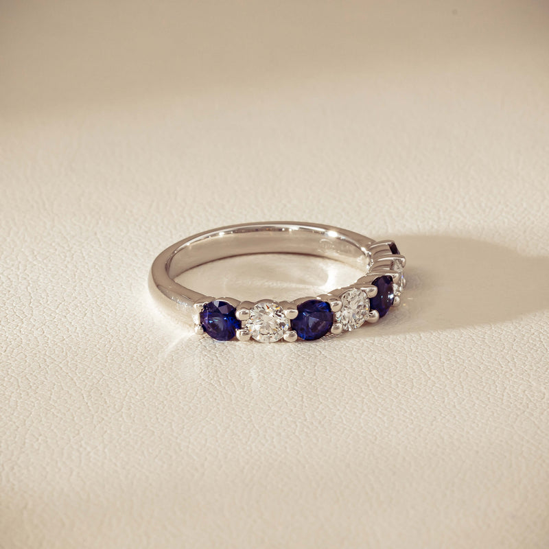 18ct White Gold .70ct Sapphire & Diamond Panorama Ring
