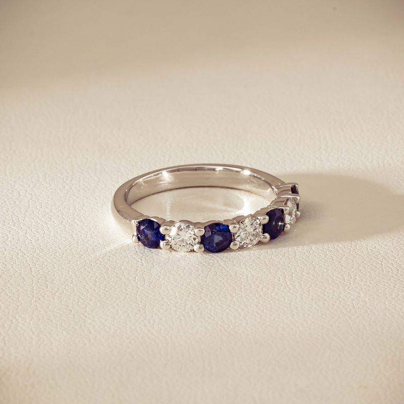 18ct White Gold .70ct Sapphire & Diamond Panorama Ring