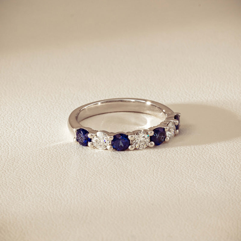 18ct White Gold .70ct Sapphire & Diamond Panorama Ring