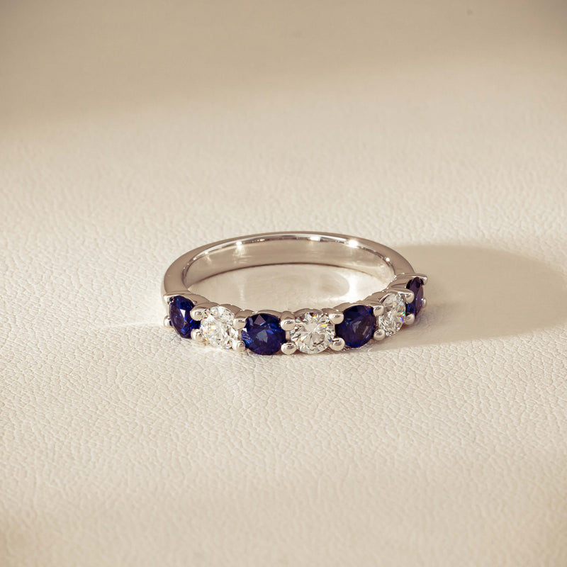 18ct White Gold .70ct Sapphire & Diamond Panorama Ring
