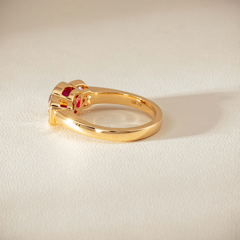18ct Yellow Gold 1.52ct Ruby & Diamond Rubover-Set Ring