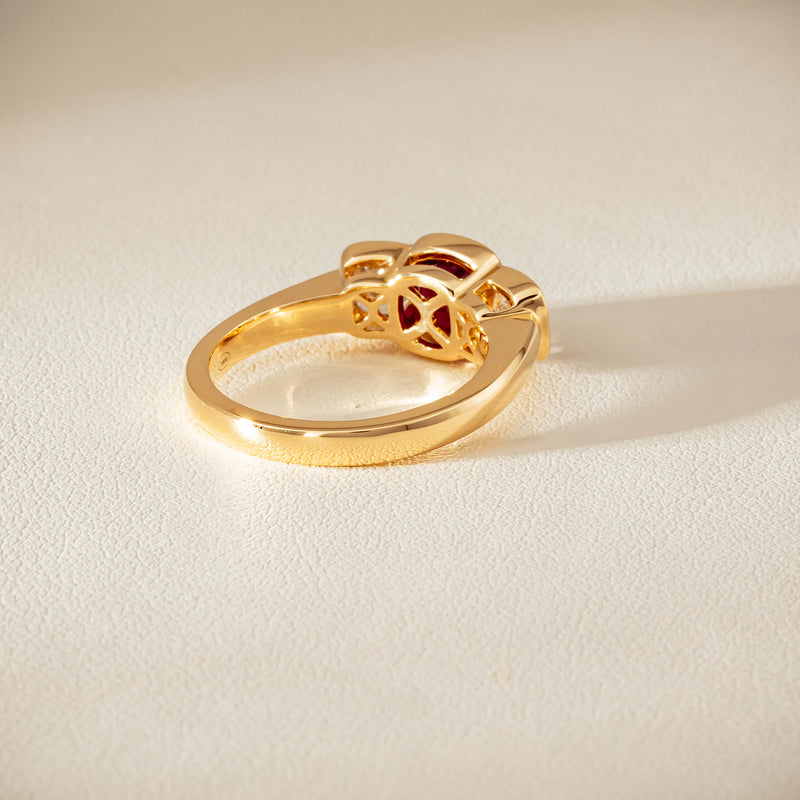 18ct Yellow Gold 1.52ct Ruby & Diamond Rubover-Set Ring