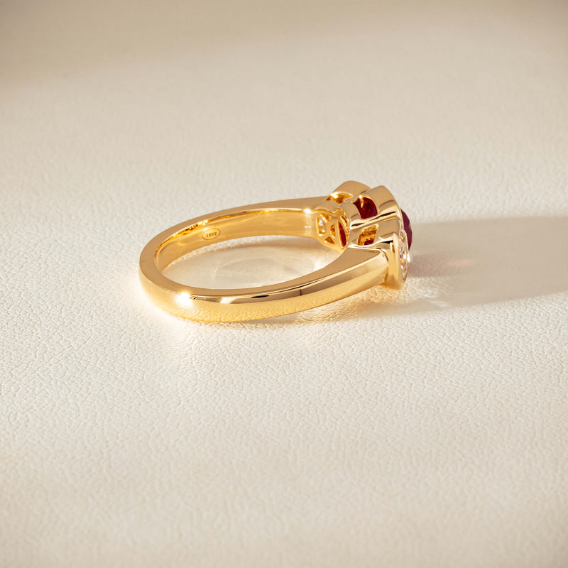 18ct Yellow Gold 1.52ct Ruby & Diamond Rubover-Set Ring