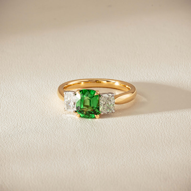 18ct Yellow Gold 2.01ct Tsavorite & Diamond Odyssey Ring