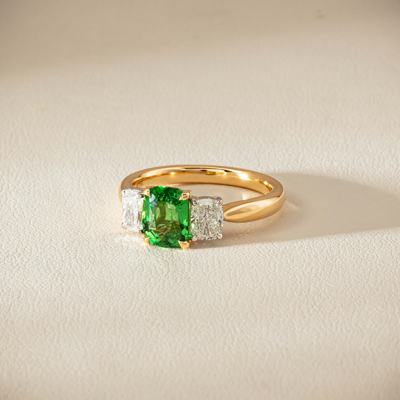 18ct Yellow Gold 2.01ct Tsavorite & Diamond Odyssey Ring