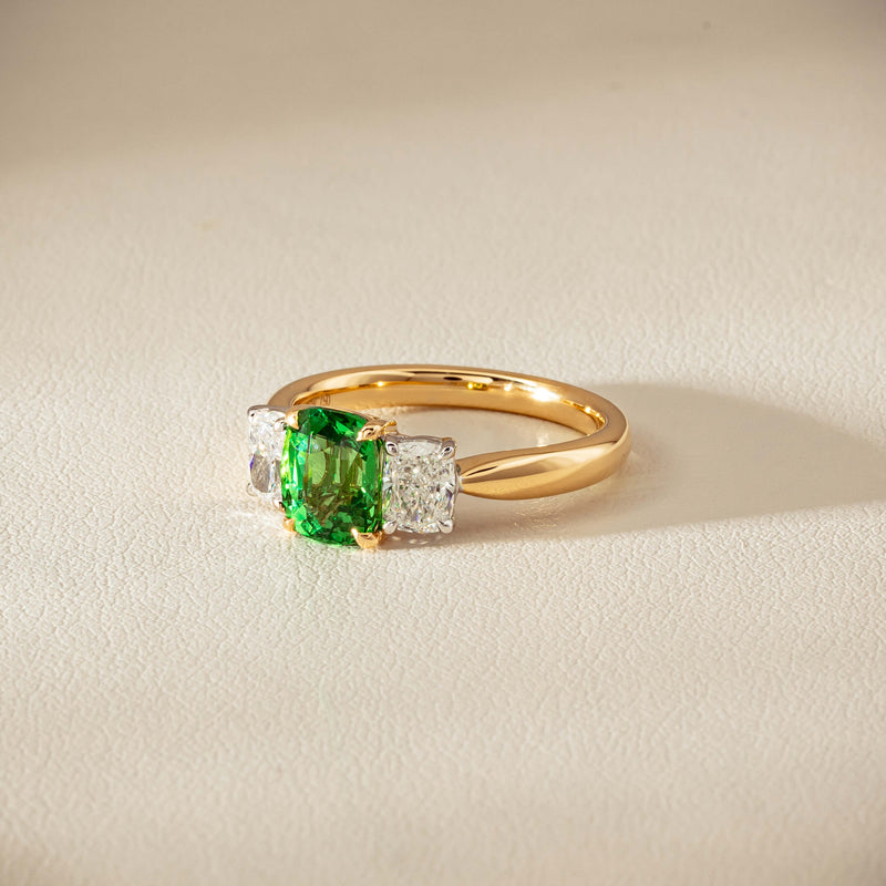18ct Yellow Gold 2.01ct Tsavorite & Diamond Odyssey Ring