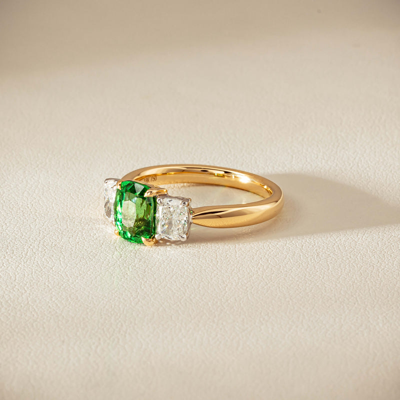 18ct Yellow Gold 2.01ct Tsavorite & Diamond Odyssey Ring