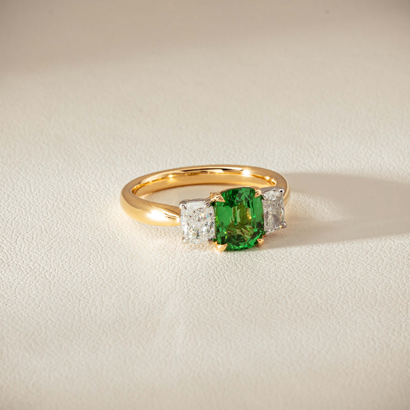 18ct Yellow Gold 2.01ct Tsavorite & Diamond Odyssey Ring