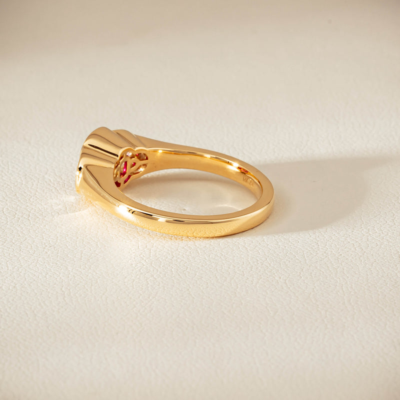 18ct Yellow Gold 1.46ct Ruby & Diamond Rubover-Set Ring
