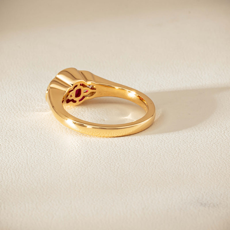 18ct Yellow Gold 1.46ct Ruby & Diamond Rubover-Set Ring