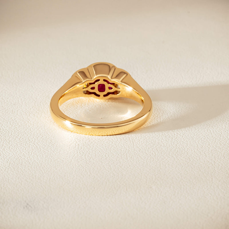 18ct Yellow Gold 1.46ct Ruby & Diamond Rubover-Set Ring