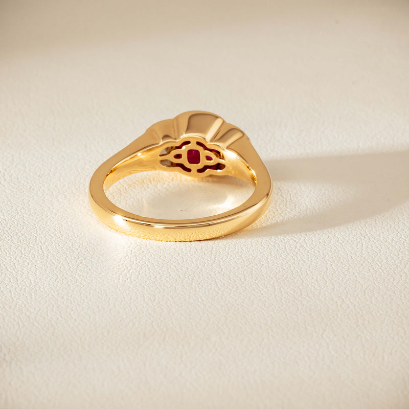 18ct Yellow Gold 1.46ct Ruby & Diamond Rubover-Set Ring