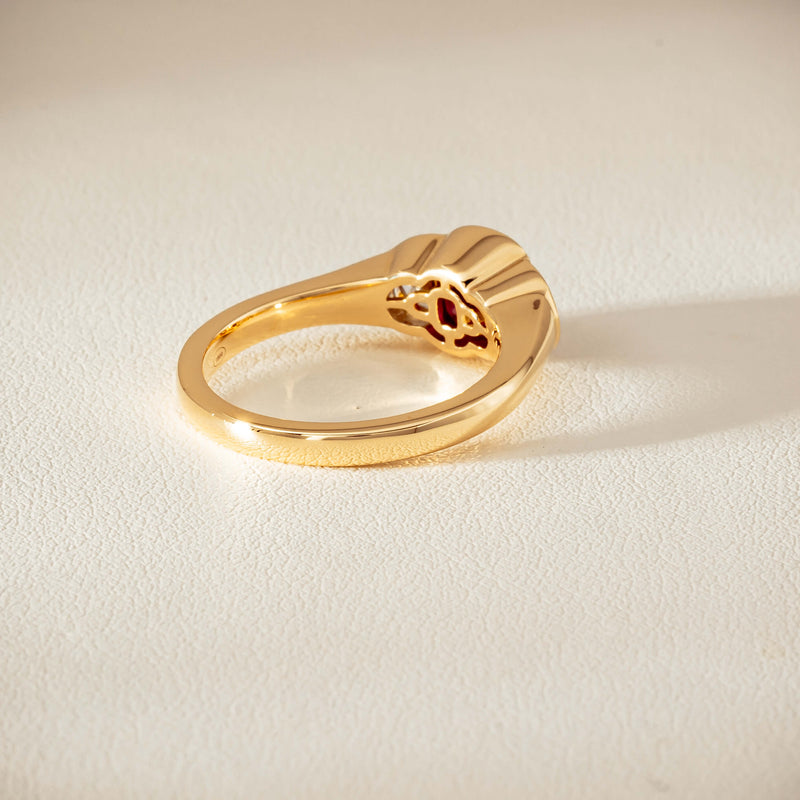 18ct Yellow Gold 1.46ct Ruby & Diamond Rubover-Set Ring