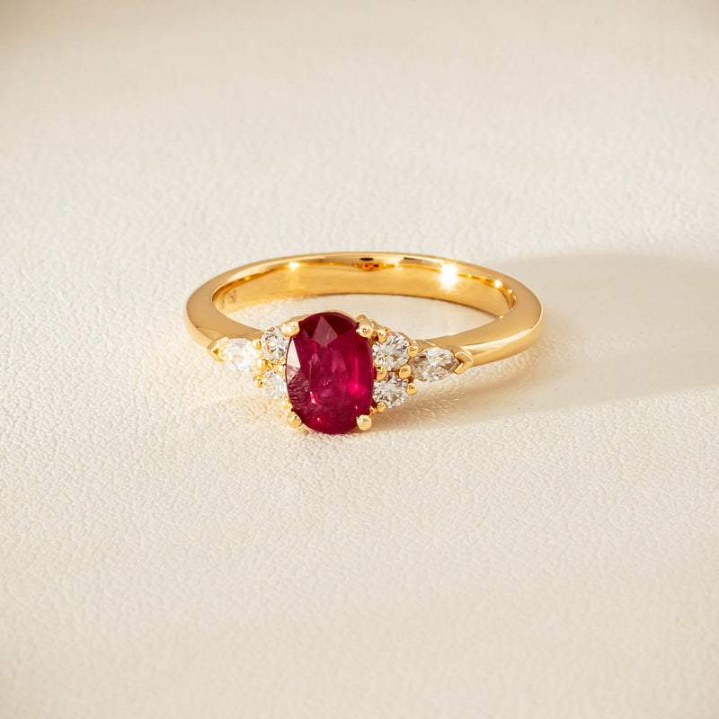 18ct Yellow Gold 1.10ct Ruby & Diamond Oriana Ring