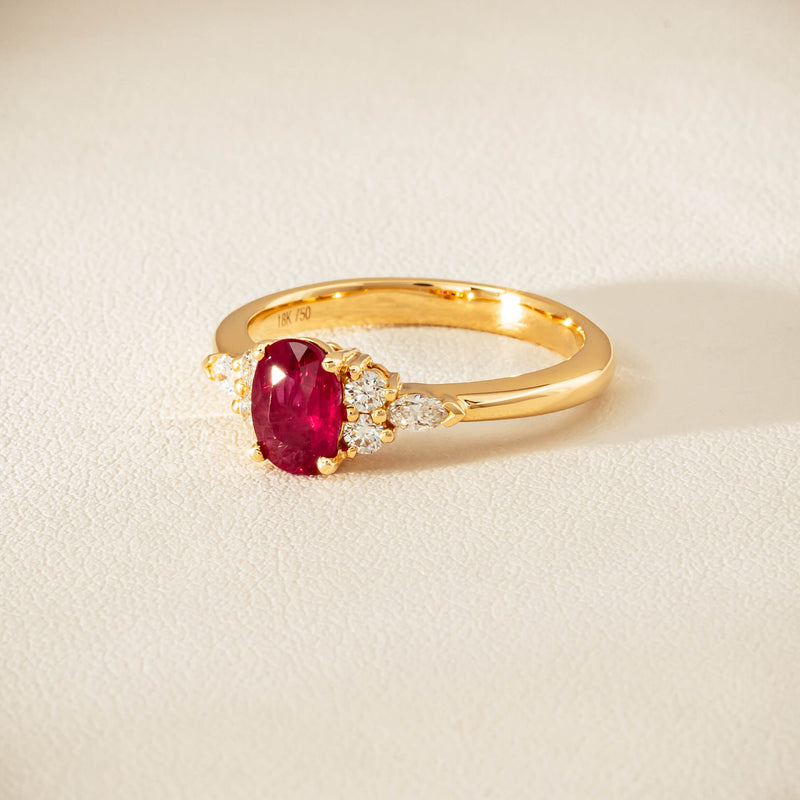 18ct Yellow Gold 1.10ct Ruby & Diamond Oriana Ring