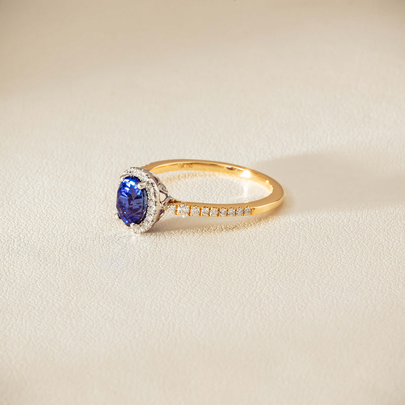18ct Yellow Gold 1.45ct Sapphire Diamond Mini Sierra Ring
