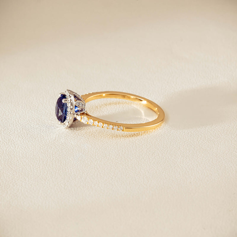 18ct Yellow Gold 1.45ct Sapphire Diamond Mini Sierra Ring