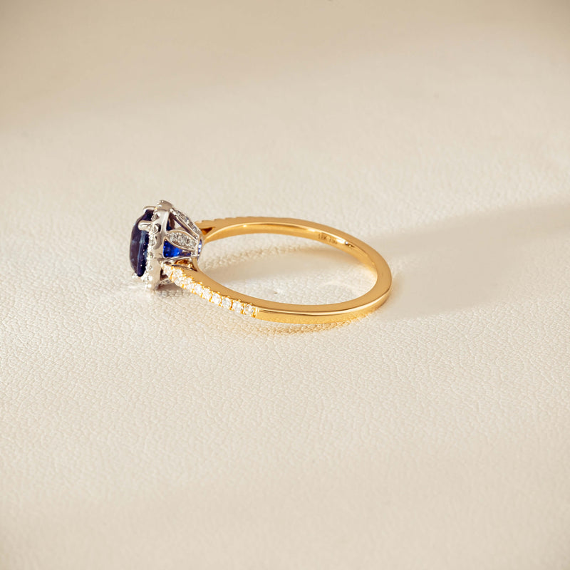 18ct Yellow Gold 1.45ct Sapphire Diamond Mini Sierra Ring