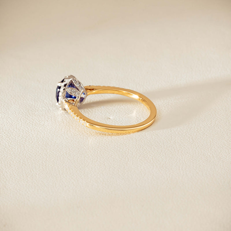 18ct Yellow Gold 1.45ct Sapphire Diamond Mini Sierra Ring