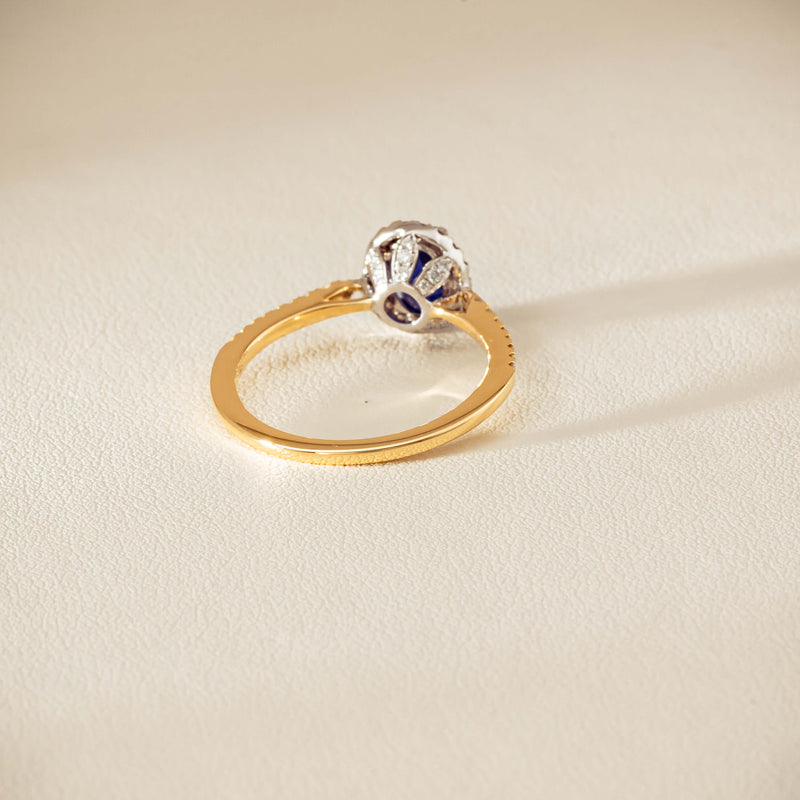 18ct Yellow Gold 1.45ct Sapphire Diamond Mini Sierra Ring