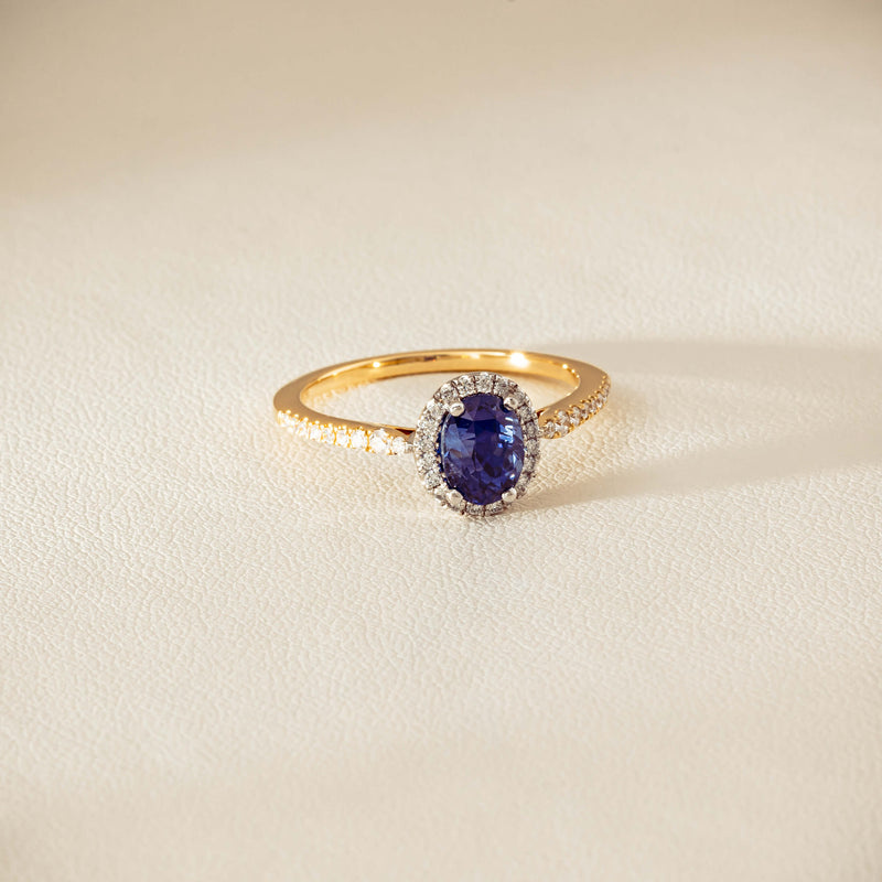 18ct Yellow Gold 1.45ct Sapphire Diamond Mini Sierra Ring