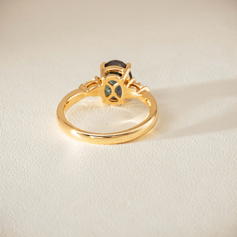 18ct Yellow Gold 3.01ct Green Sapphire & Diamond Ayla Ring