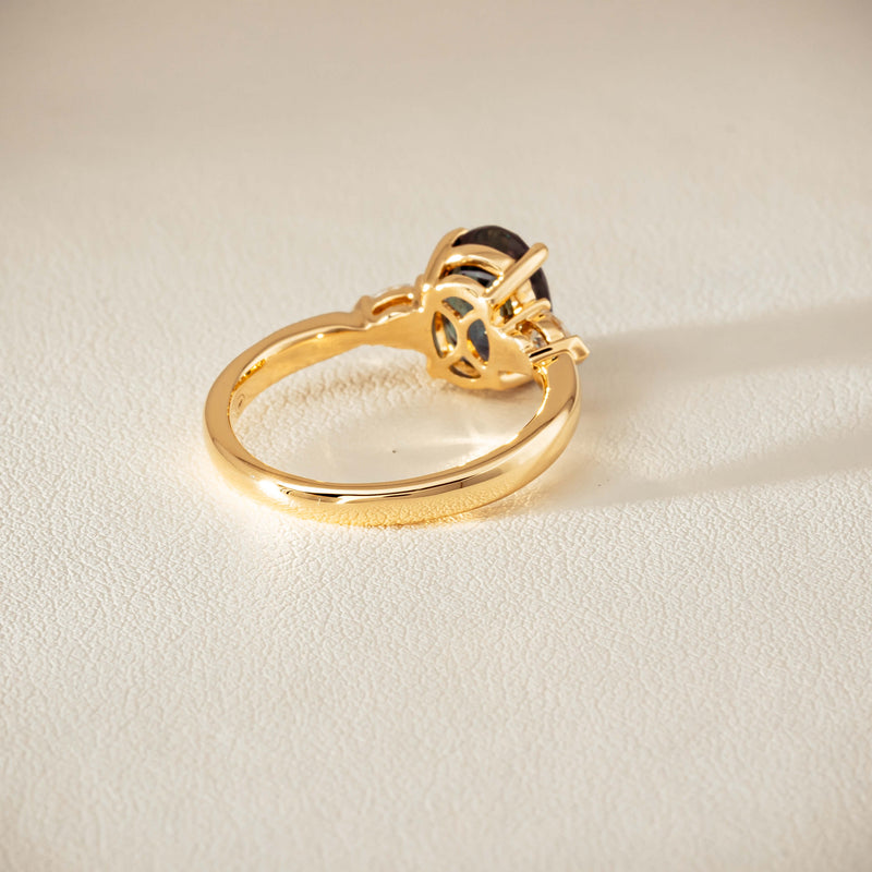 18ct Yellow Gold 3.01ct Green Sapphire & Diamond Ayla Ring