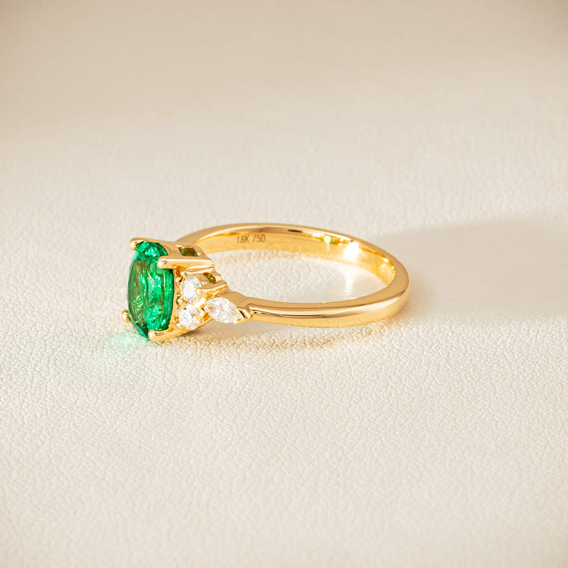 18ct Yellow Gold 1.29ct Emerald & Diamond Oriana Ring