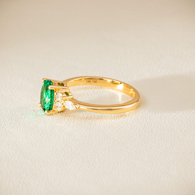 18ct Yellow Gold 1.29ct Emerald & Diamond Oriana Ring