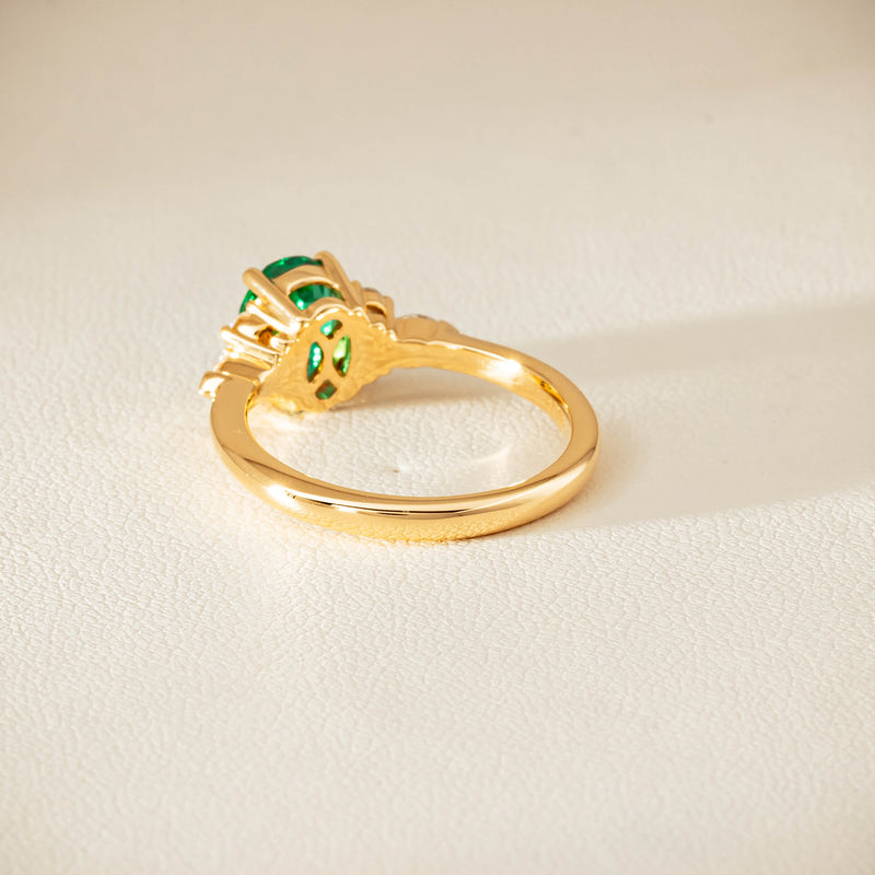 18ct Yellow Gold 1.29ct Emerald & Diamond Oriana Ring