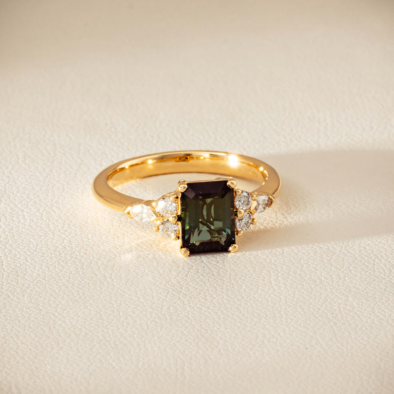 18ct Yellow Gold 1.36ct Green Tourmaline & Diamond Oriana Ring - Ring - Walker & Hall
