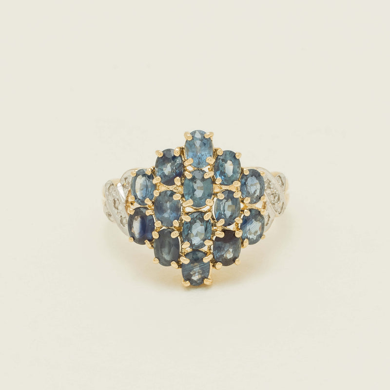 Deja Vu 9ct Yellow Gold 2.10ct Sapphire Cluster Ring