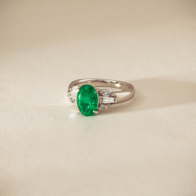 Deja Vu Platinum 1.67ct Emerald & Diamond Ring - Ring - Walker & Hall