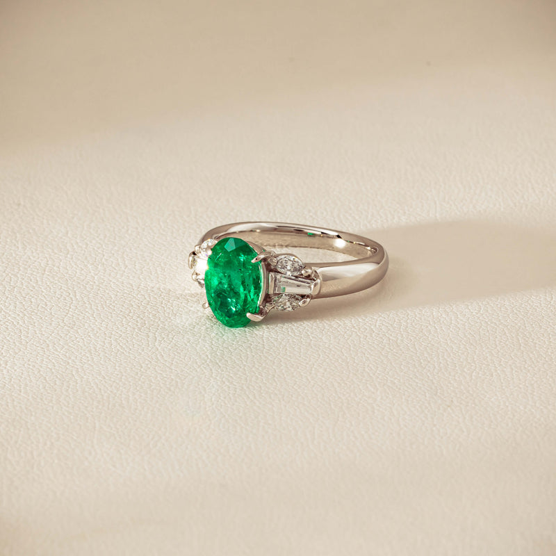 Deja Vu Platinum 1.67ct Emerald & Diamond Ring - Ring - Walker & Hall