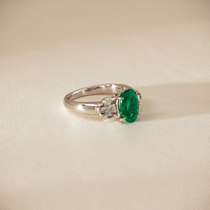Deja Vu Platinum 1.67ct Emerald & Diamond Ring - Ring - Walker & Hall